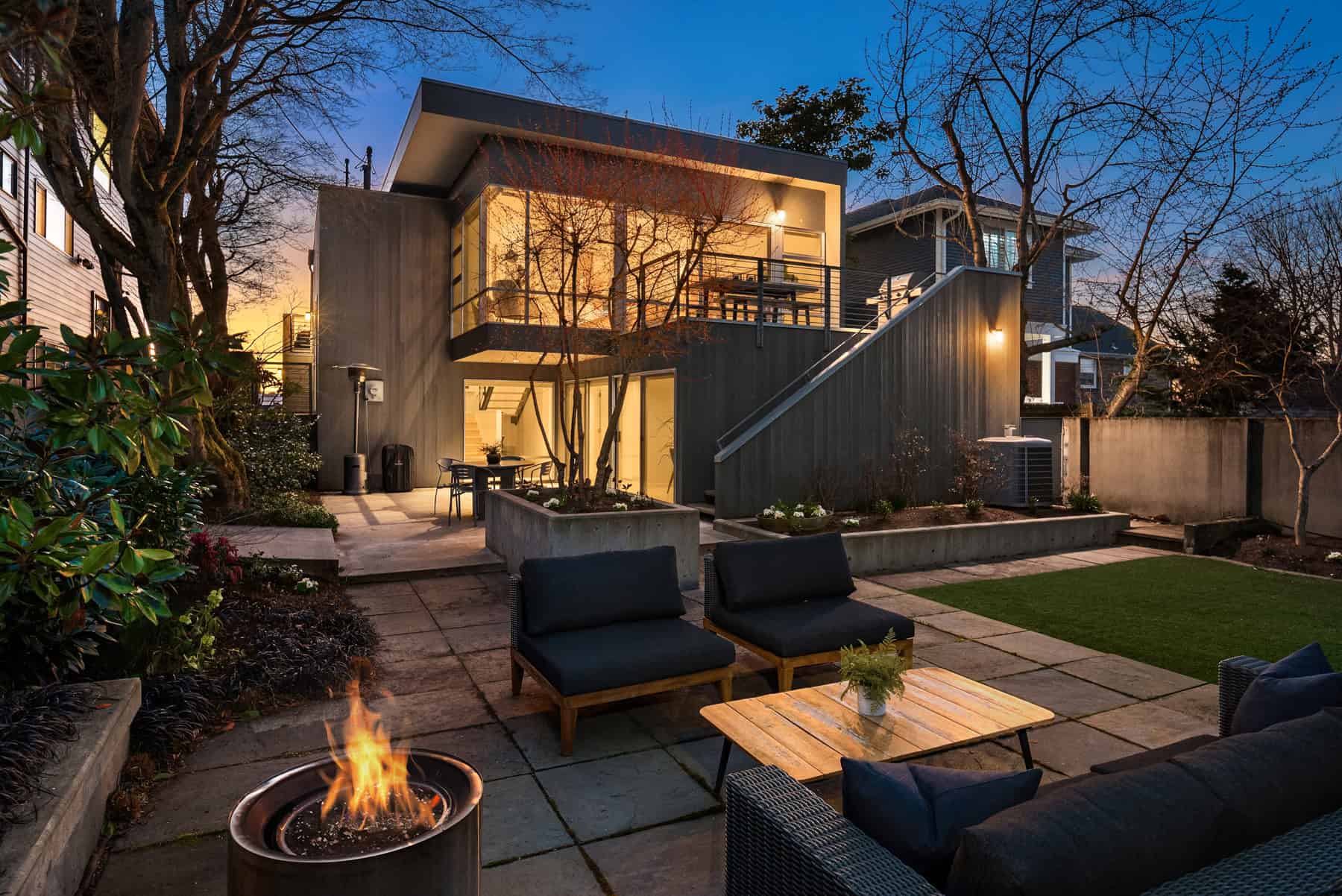 Backyard firepit with seating at 1948 7th Ave W, Queen Anne — Sold by Elev8 Realty Group