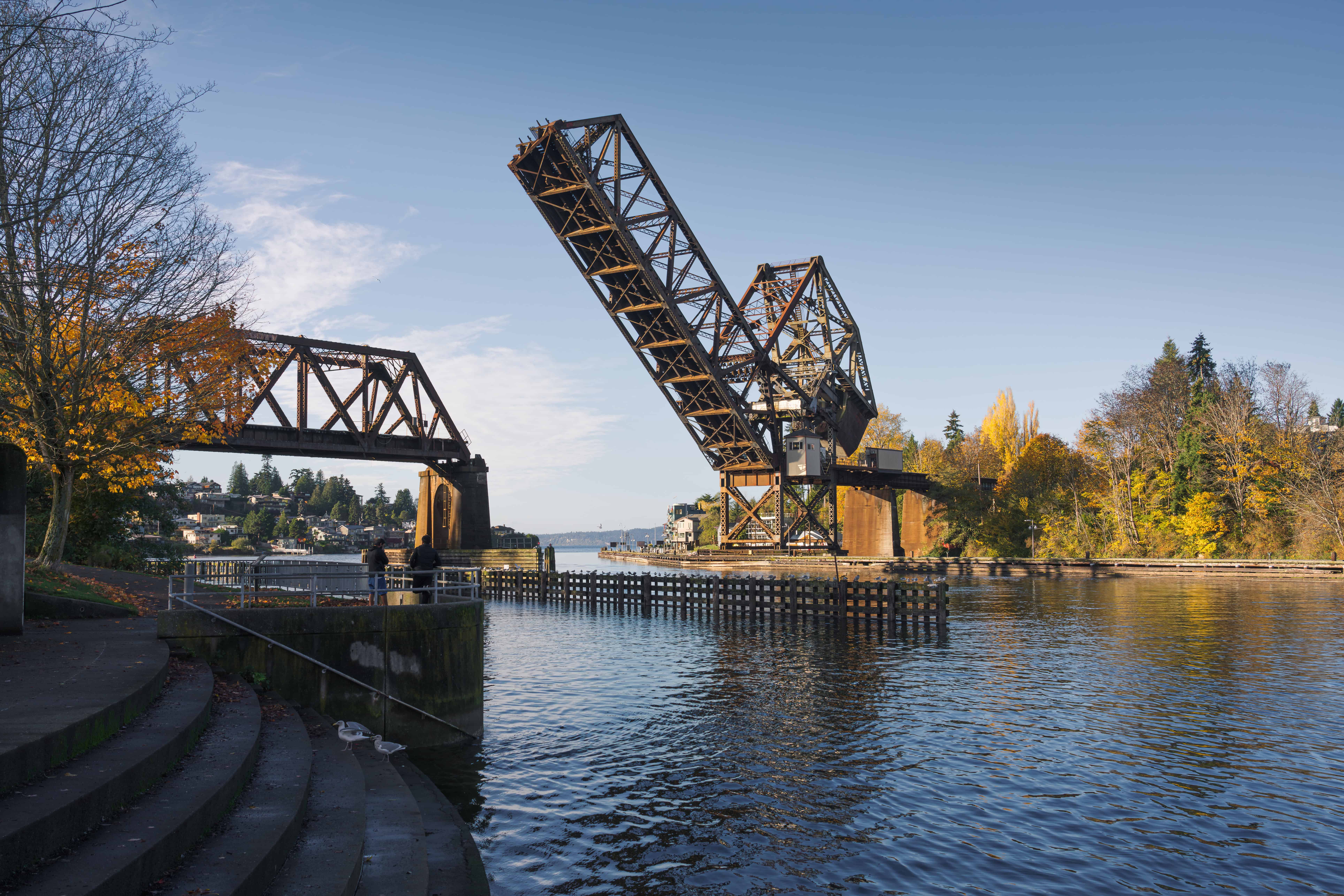 Ballard neighborhood view — Salmon Bay Bridge and Ship Canal
