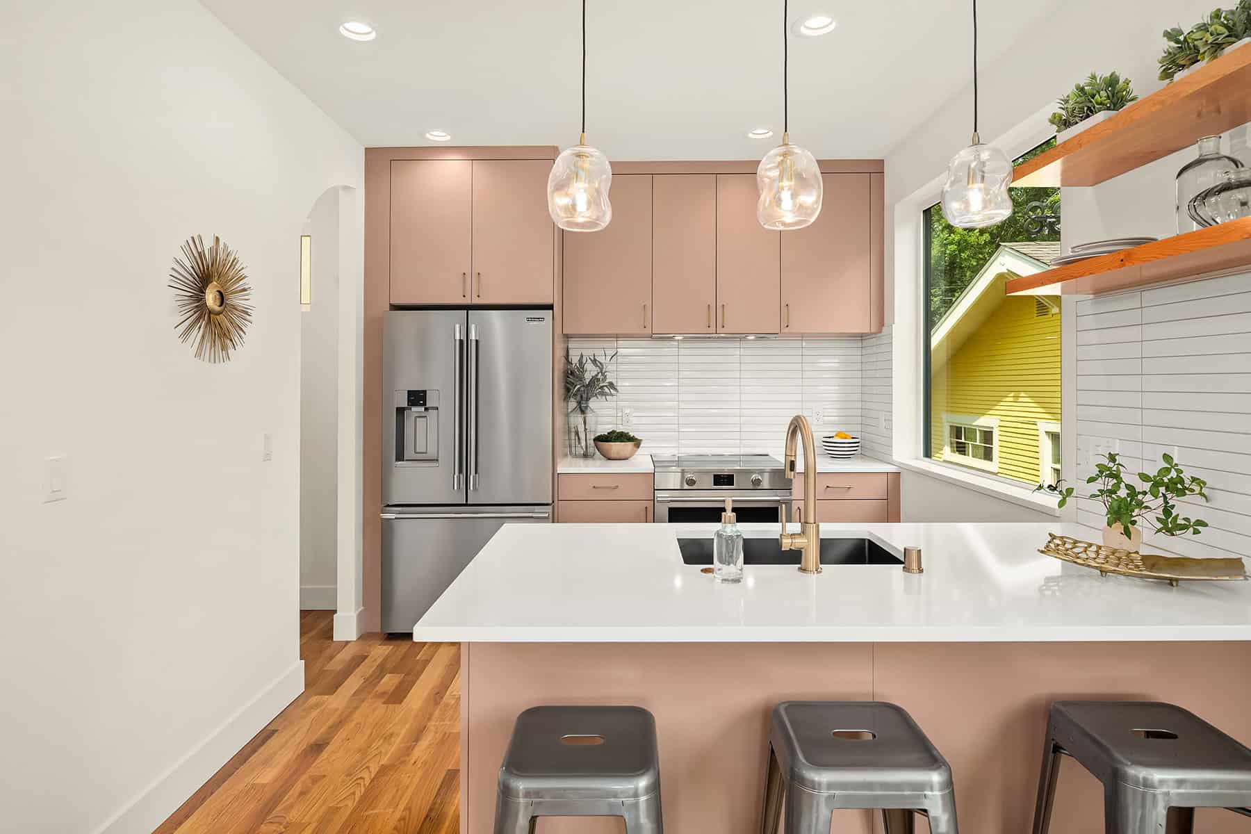 SW Willow St Kitchen Wide Pink Cabinets 4347