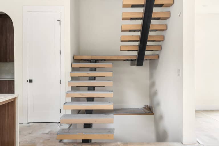 8542 Interlake Ave N custom floating staircase, new construction by Seattle Modern Buildings near Green Lake, Seattle