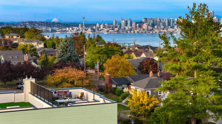 3821 36th Ave SW Unit B view over West Seattle, new construction by Upper Left Living in West Seattle