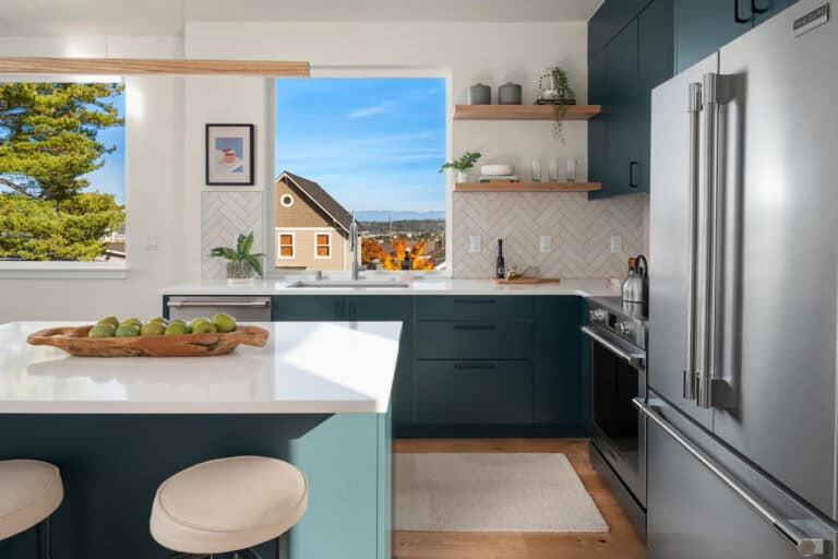 3821 36th Ave SW Unit B kitchen sink with a view, new construction by Upper Left Living in West Seattle