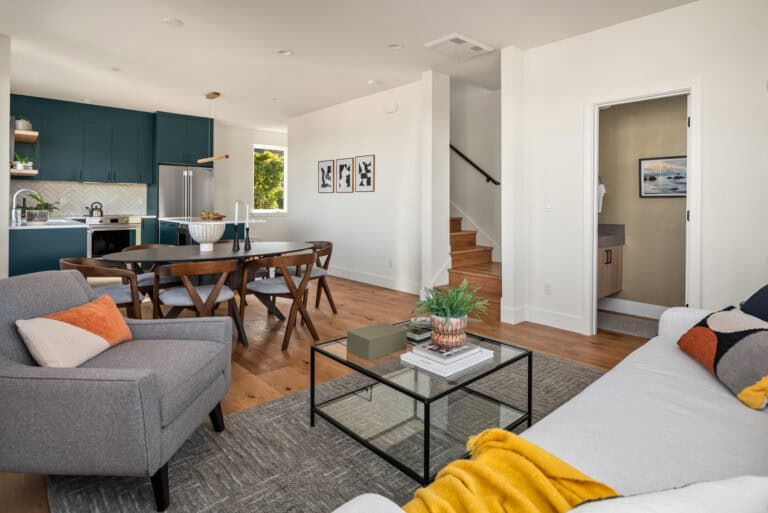 3821 36th Ave SW Unit B living room and kitchen, new construction by Upper Left Living in West Seattle